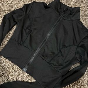 Black Cropped Workout Zip Up